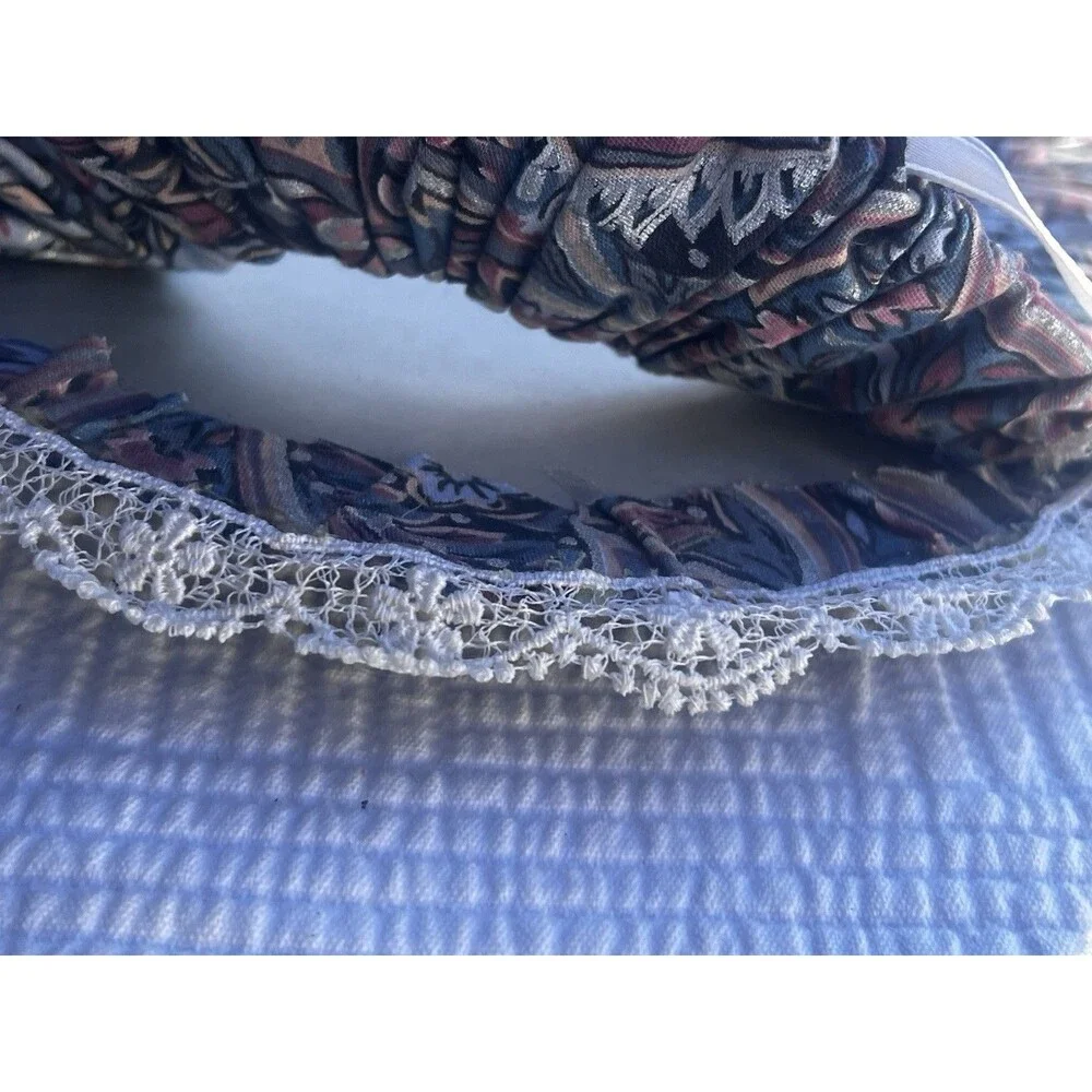 Handmade Paisley Fabric Photo Frame Lace Trim 11x9 Cottagecore Picture Holder
